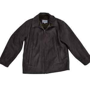 Johnston & Murphy Jacket Men's Large Brown Full Zip Collared Pockets Long Sleeve